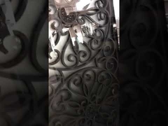 Natural Lighting Elegant Inlaid Door Wrought Iron Glass For Building Hand Forged Dignified